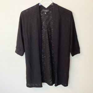 Laundry by Shelli Segal Elbow Length Sleeve Burnout Open Cardigan - Black - XS